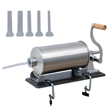 !!CADOU!!Aparat orizontal de facut (umplut) carnati 6 kg, inox, 5 palnii incluse, prindere ventuza + Aparat de facut sarmale CADOU