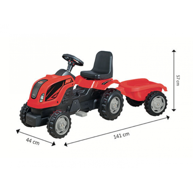 Tractor cu pedale si remorca Micromax MMX rosu-verde-albastru DSP050