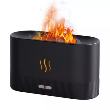 Difuzor Aromaterapie Si Umidificator Ultrasonic Cu Efect Flacara, Silentios, Negru