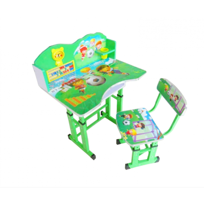 Birou copii din MDF cu jucarii interactive Novokids™ My first desk, dimensiuni 68X43X65, cadru metalic, masuta copii, Verde DSP010