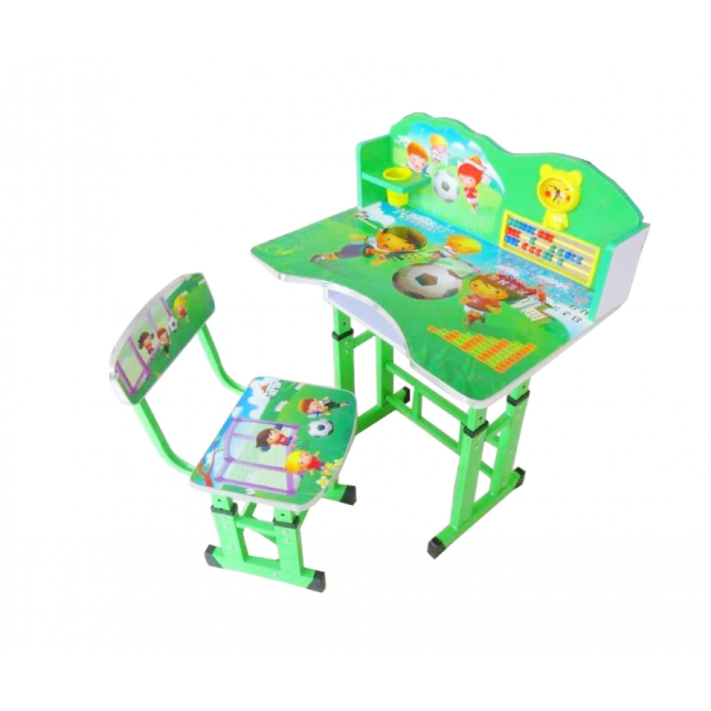 Birou copii din MDF cu jucarii interactive Novokids™ My first desk, dimensiuni 68X43X65, cadru metalic, masuta copii, Verde DSP010