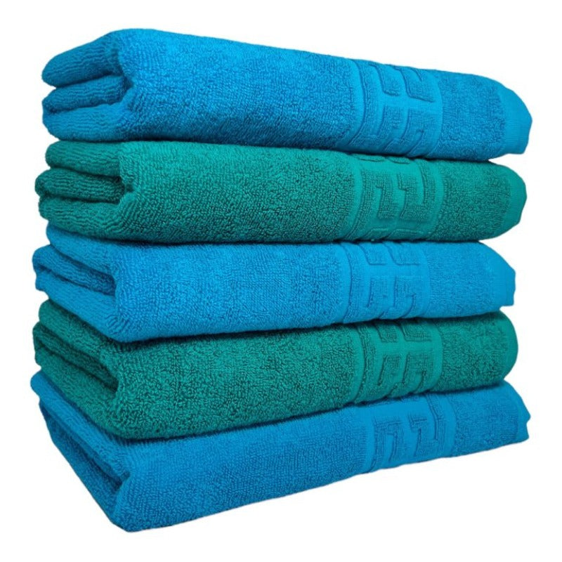 SET 5 PROSOAPE BAIE, BUMBAC 100%, 550G/M², GREEK, BLEU/VERDE