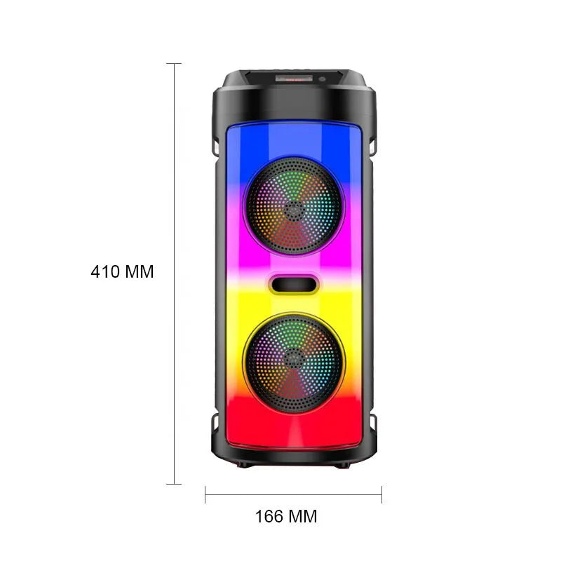 Boxa portabila 2 difizuori full rgb bluetooth ,radio fm , microphone telecomanda + CADOU mini Boxa portabila