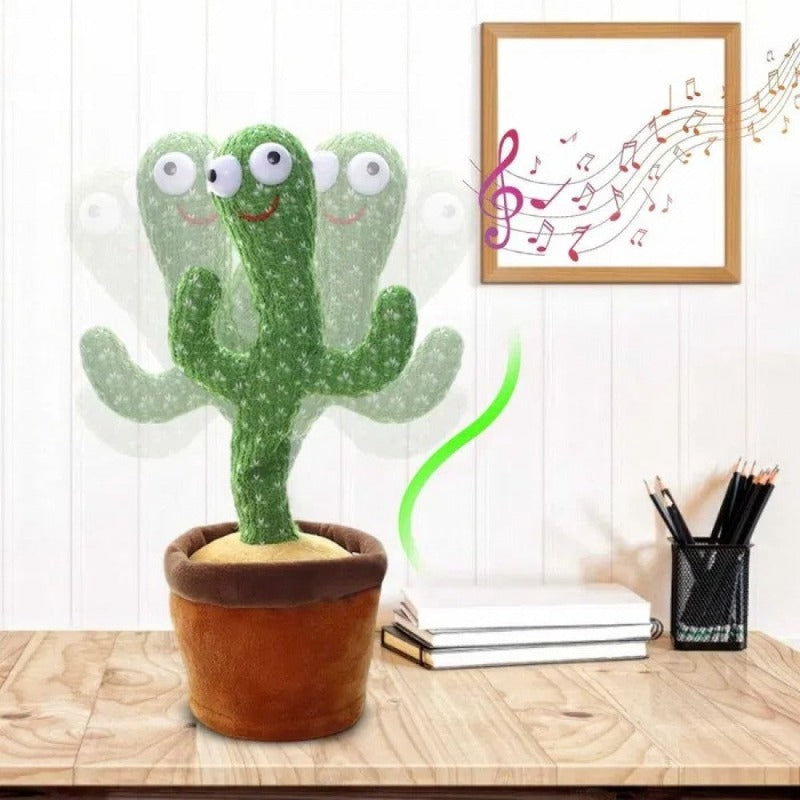 Jucarie Interactiva, Cactus Dansator cu Palarie Maro, 120 melodii, USB, 32 cm DSP026