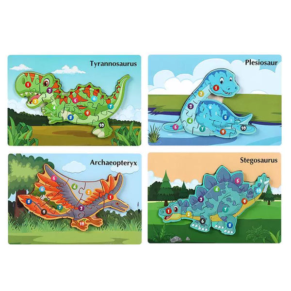 Set 4 puzzle cu dinozauri