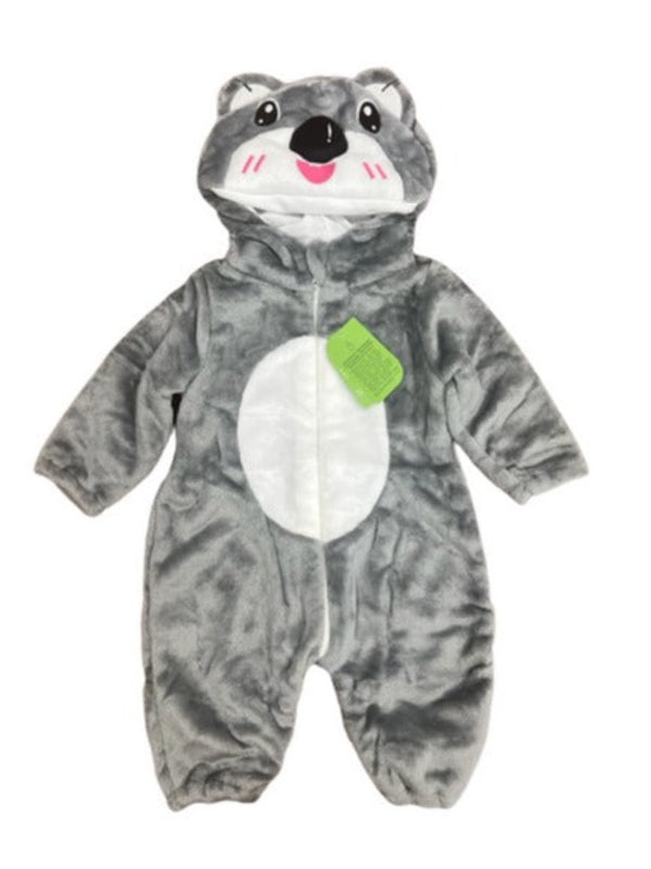 Pijama ursulet pentru bebelusi tip salopeta din material moale si pufos 003