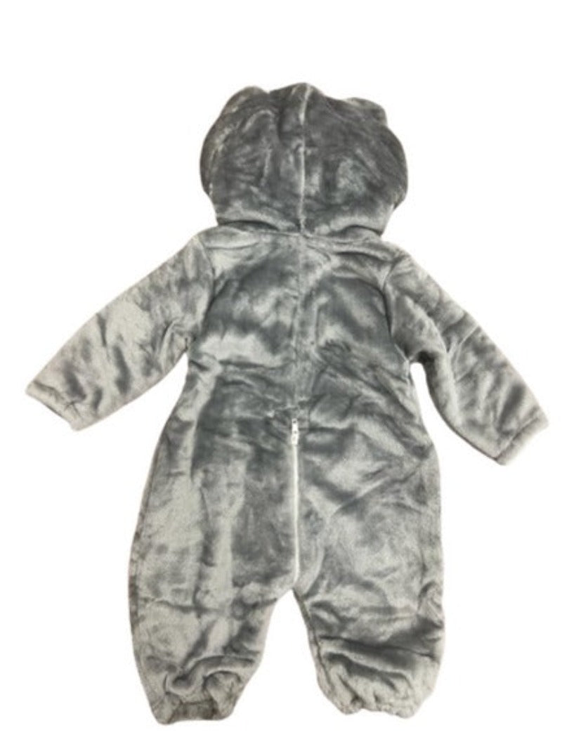 Pijama ursulet pentru bebelusi tip salopeta din material moale si pufos 003