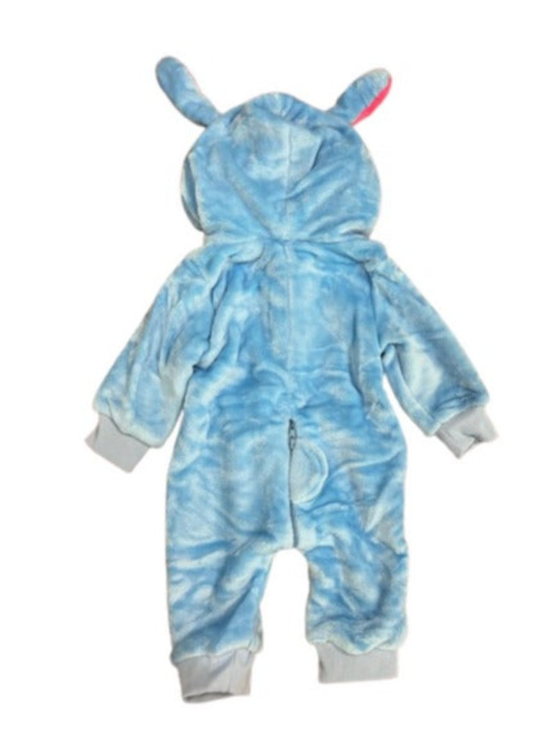 Pijama iepuras pentru bebelusi tip salopeta din material moale si pufos 002