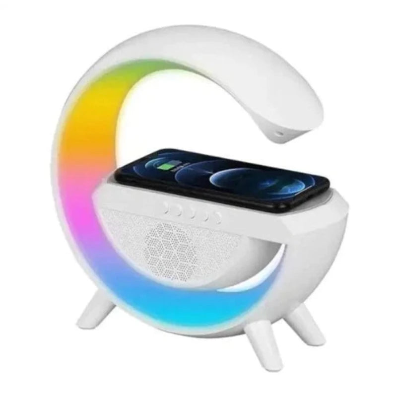 Boxa Multifunctionala 3 in 1, Lampa LED RGB Smart, Boxa Bluetooth, Incarcator Telefon Wireless, Lumina RGB, Alb + CADOU mini boxa