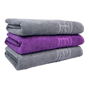 SET 3 PROSOAPE BAIE, BUMBAC 100%, 550G/M², GREEK, GRI/MOV