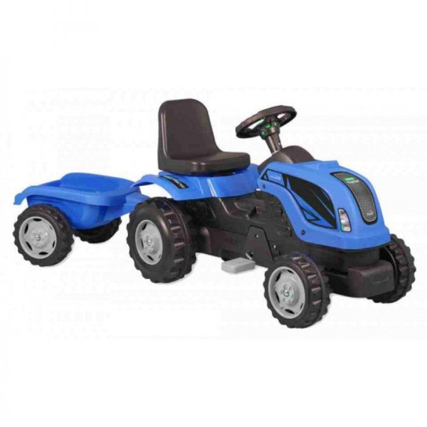 Tractor cu pedale si remorca Micromax MMX albastru DSP049