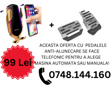 SUPORT TELEFON INCARCARE WIRELESS + Pedale anti-alunecare