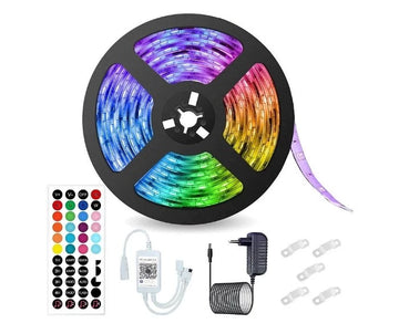 Kit Banda LED RGB Andowl Q-T168,5 Metri,Sincroniza Muzica,Bluetooth Controlul APP,Telecomanda 44 Taste,IP65,SMD 5050,12V,Multico AND024