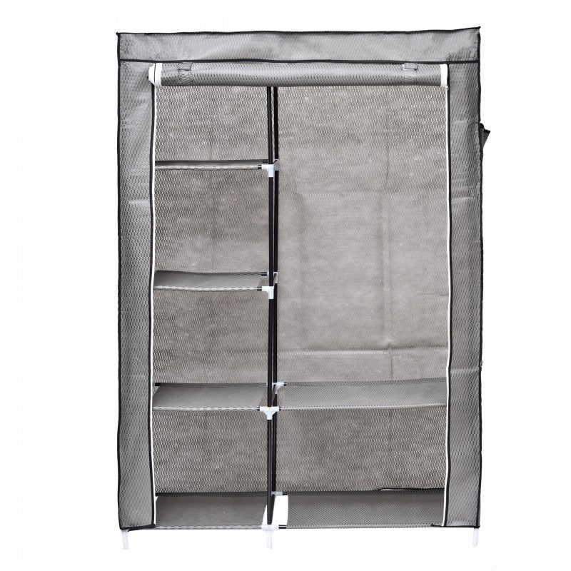 Dulap din material textil, cu structura metalica, 105 x 45 x 160 cm, Grunberg WD005 (gri)