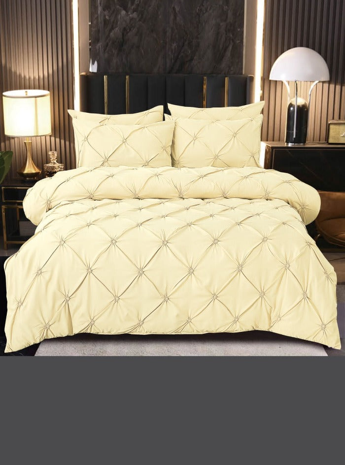 Lenjerie pat dublu, BUMBAC FINET, 6 piese, cu PLIURI H003