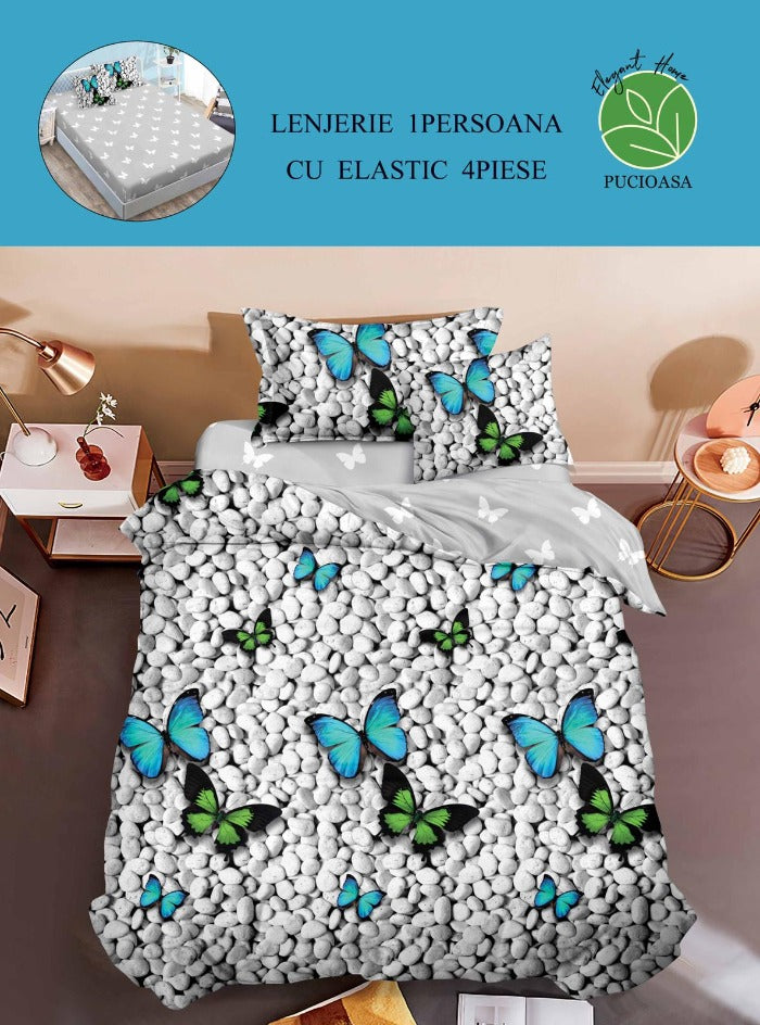 Lenjerie de pat cu Elastic 1 Persoana BBC FINET PTR031