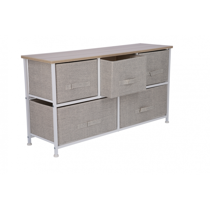 Comoda 5 sertare , 100 x 29 x 55 cm, Grunberg TB71 (crem)