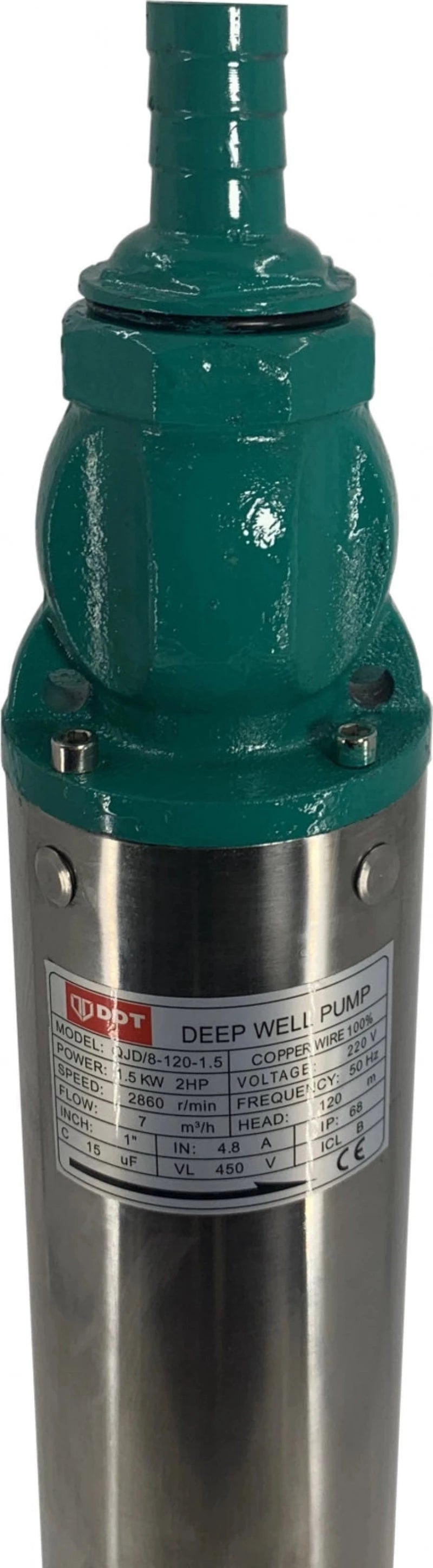 Pompa submersibila de mare adancime, DDT, QJD120-1.5, 1500 W, Inox, 8 turbine DWR200