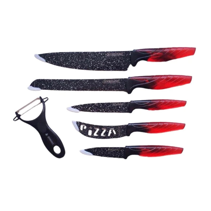 Set 6 Piese, 5 Cutite si Dispozitiv Ceramica de cojit, finisaj Marble BST001